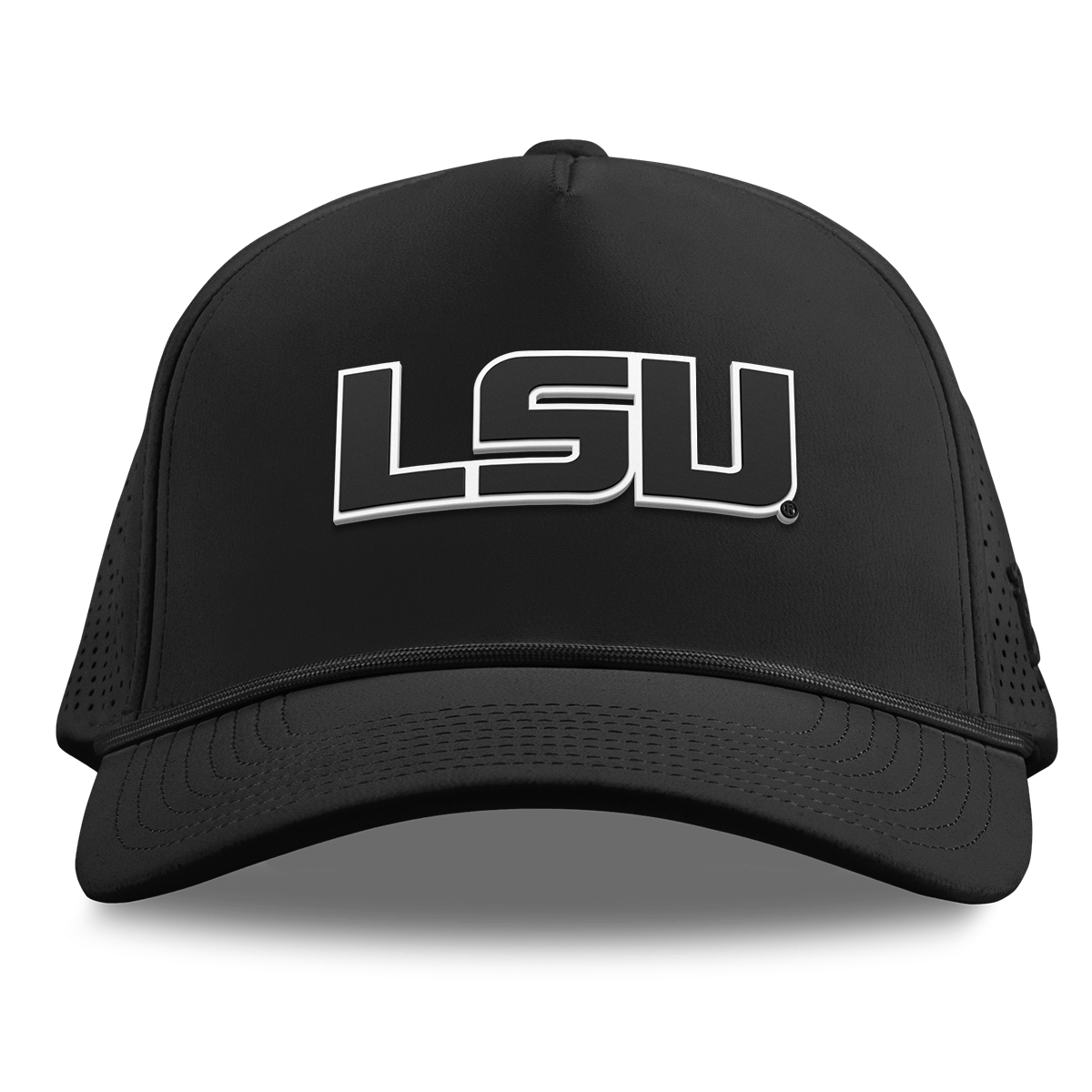 Louisiana State University "Vintage LSU Block" Curved Elite XGen™ 5 Panel Rope Black