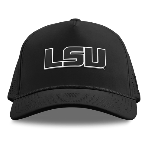 Louisiana State University "Vintage LSU Block" Curved Elite XGen™ 5 Panel Rope Black