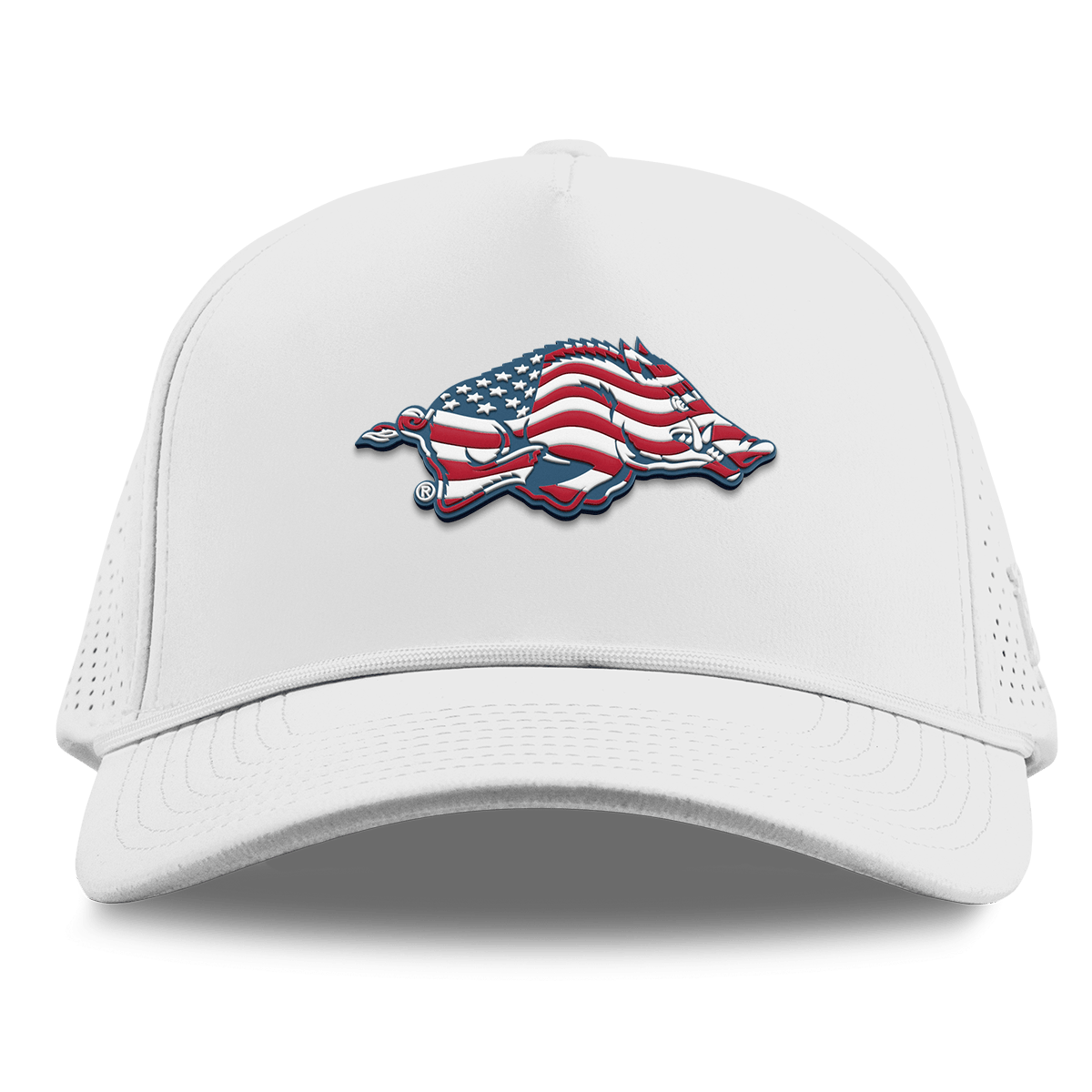University of Arkansas "Arkansas Stars & Stripes" Curved Elite XGen™ 5 Panel Rope White