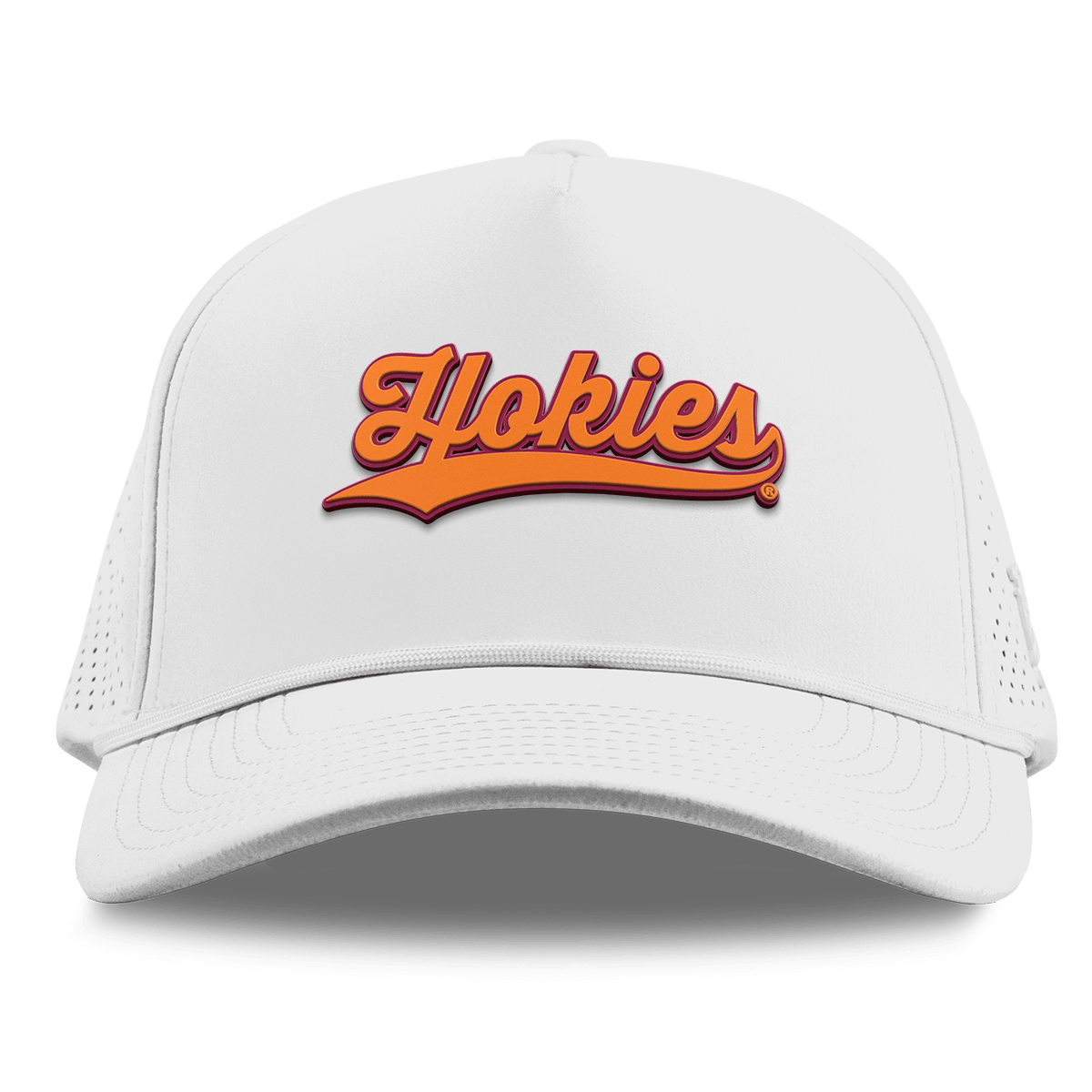 Virginia Tech University "Hokies Script" Curved Elite XGen™ 5 Panel Rope White