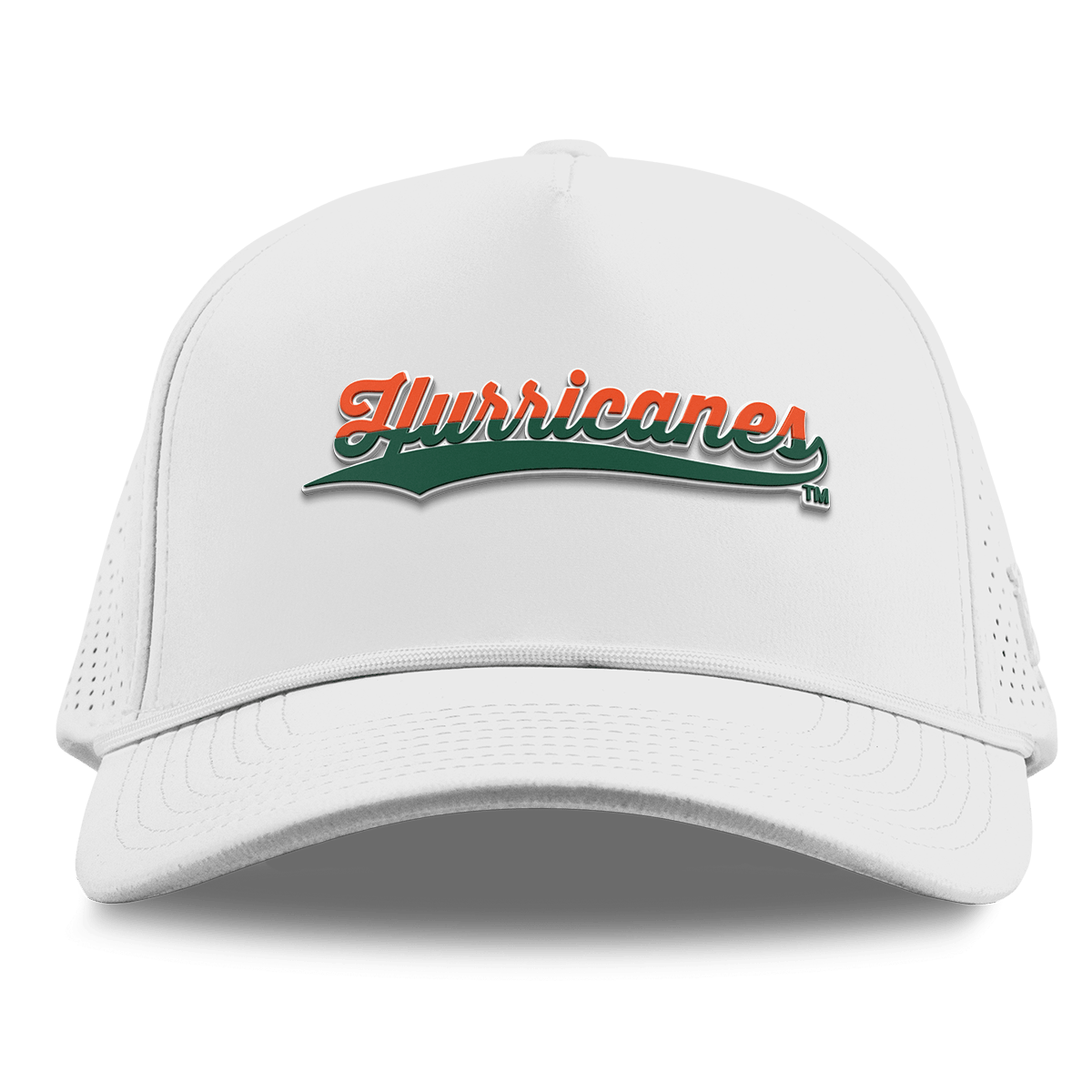 University of Miami "Hurricanes Script" Curved Elite XGen™ 5 Panel Rope White