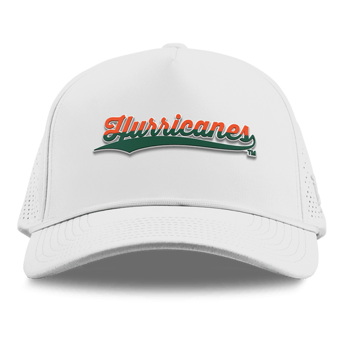University of Miami "Hurricanes Script" Curved Elite XGen™ 5 Panel Rope White