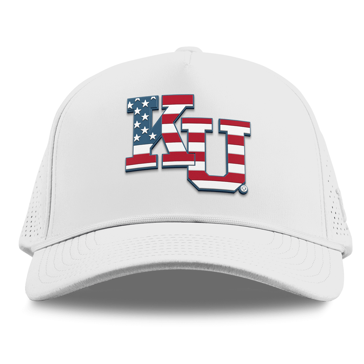 University of Kansas "Kansas Stars & Stripes" Curved Elite XGen™ 5 Panel Rope White