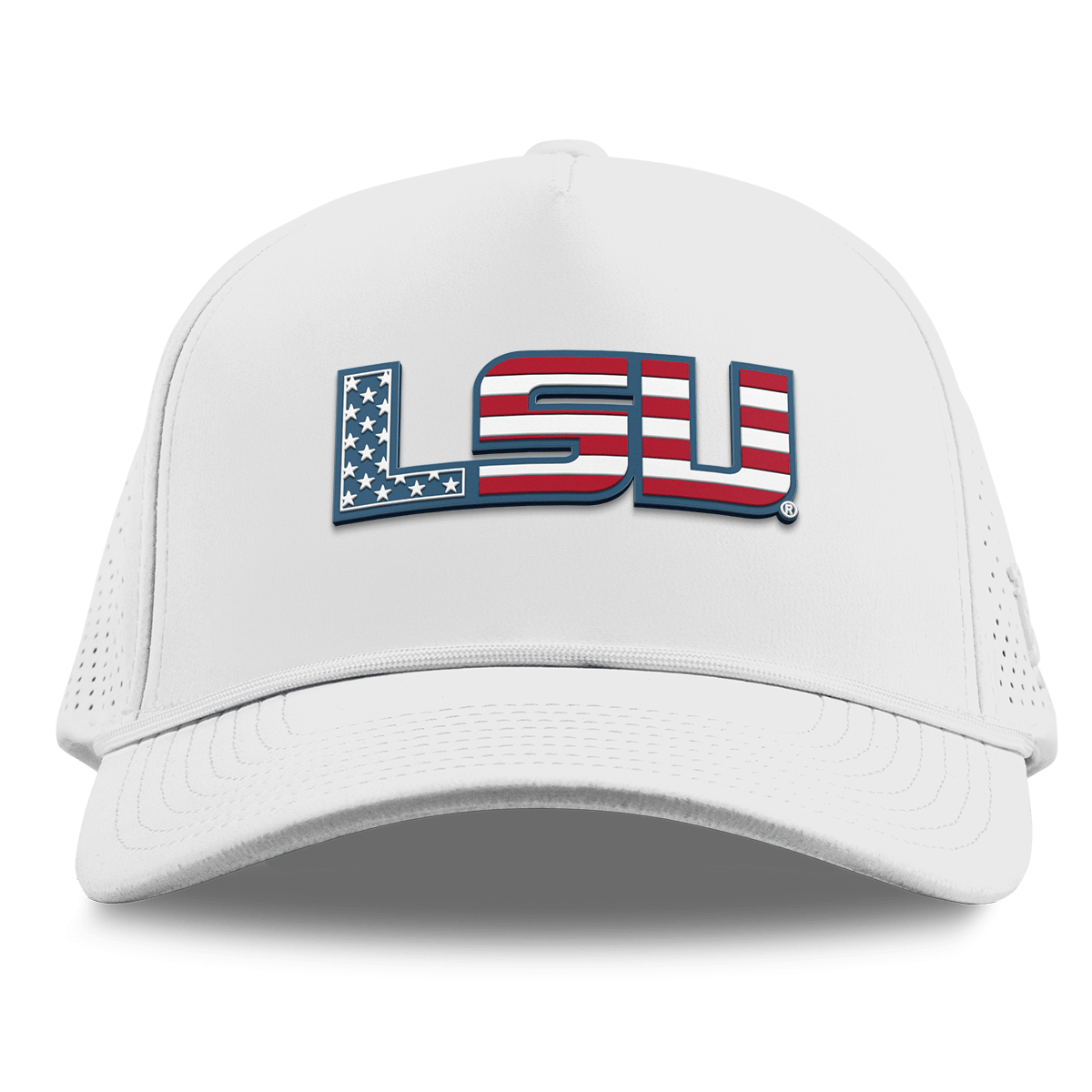 Louisiana State University "LSU Stars & Stripes" Curved Elite XGen™ 5 Panel Rope White