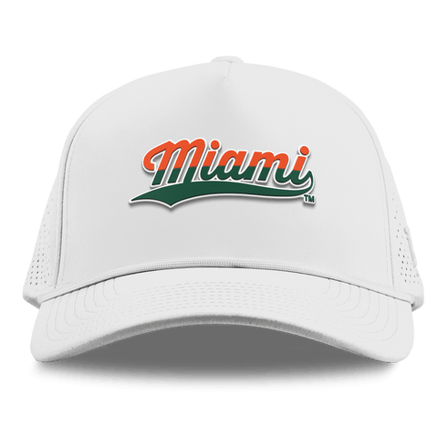University of Miami "Miami Script" Curved Elite XGen™ 5 Panel Rope White