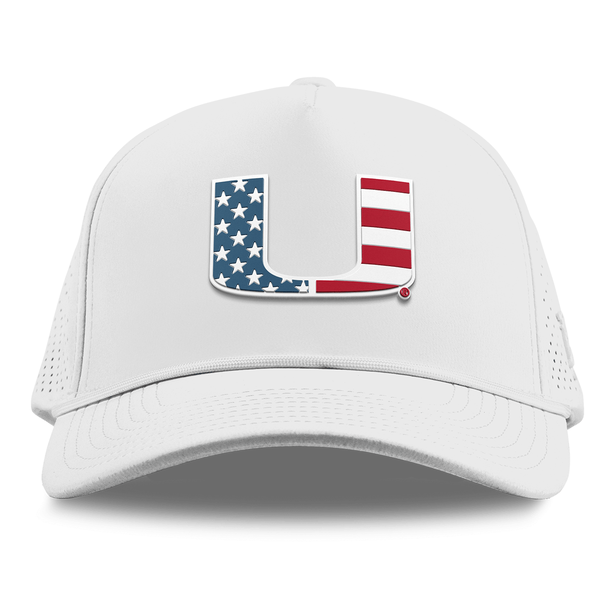 University of Miami "Miami Stars & Stripes" Curved Elite XGen™ 5 Panel Rope White