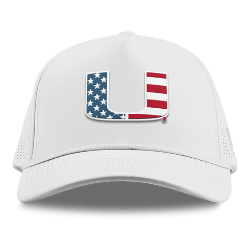 University of Miami "Miami Stars & Stripes" Curved Elite XGen™ 5 Panel Rope White