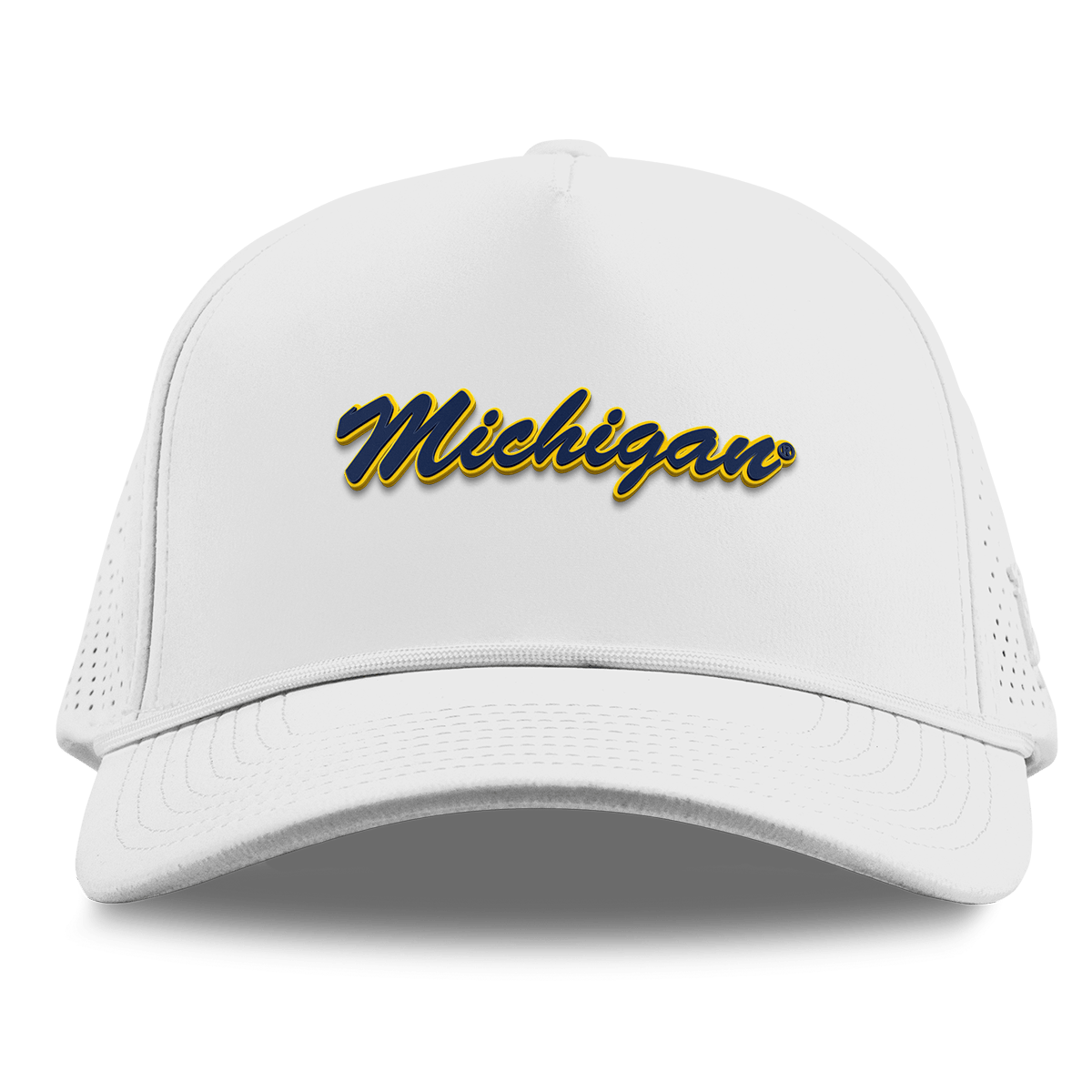 University of Michigan "Michigan Script" Curved Elite XGen™ 5 Panel Rope White