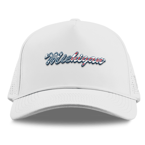 University of Michigan "Michigan Stars & Stripes" Curved Elite XGen™ 5 Panel Rope White