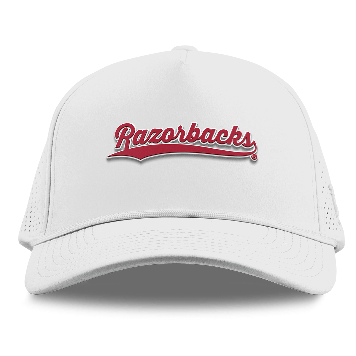 University of Arkansas "Razorback Script" Curved Elite XGen™ 5 Panel Rope White