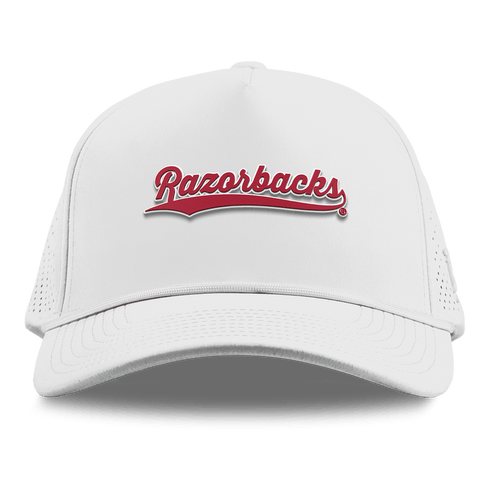 University of Arkansas "Razorback Script" Curved Elite XGen™ 5 Panel Rope White