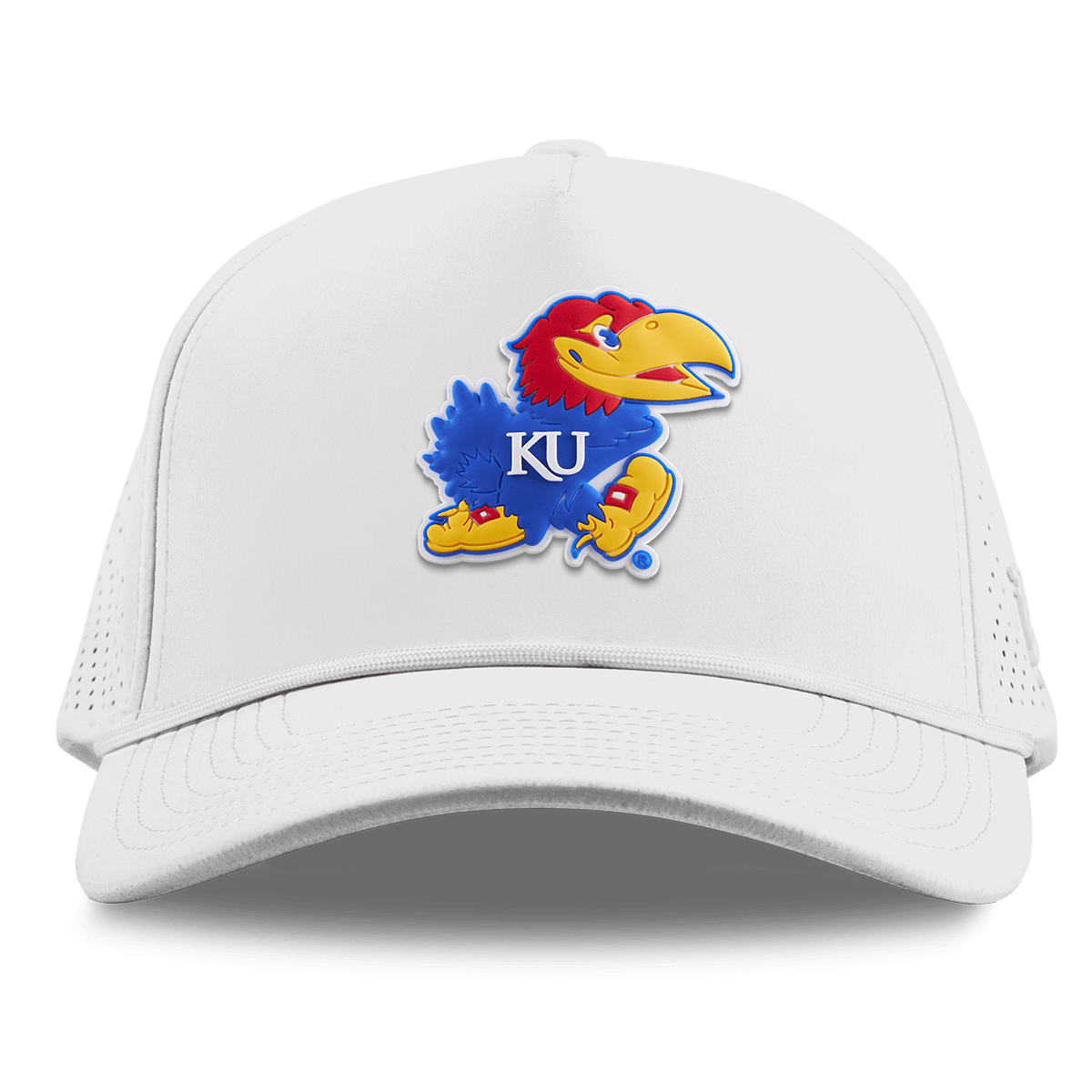 University of Kansas "Rock Chalk Jayhawk" Curved Elite XGen™ 5 Panel Rope White
