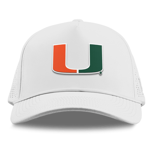 University of Miami "Miami Team Logo" Curved Elite XGen™ 5 Panel Rope White