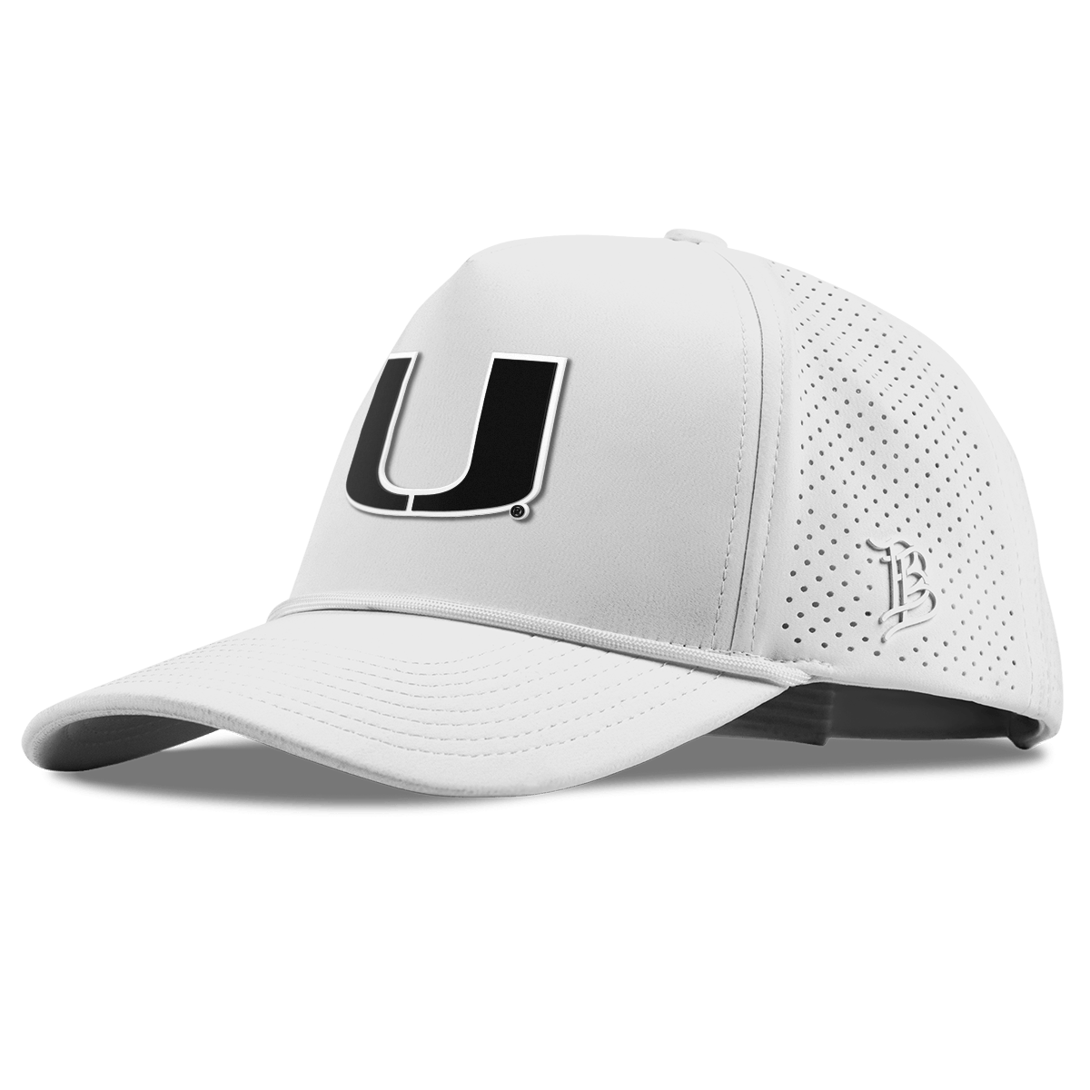 University of Miami "Vintage Miami Team Logo" Curved Elite XGen™ 5 Panel Rope White