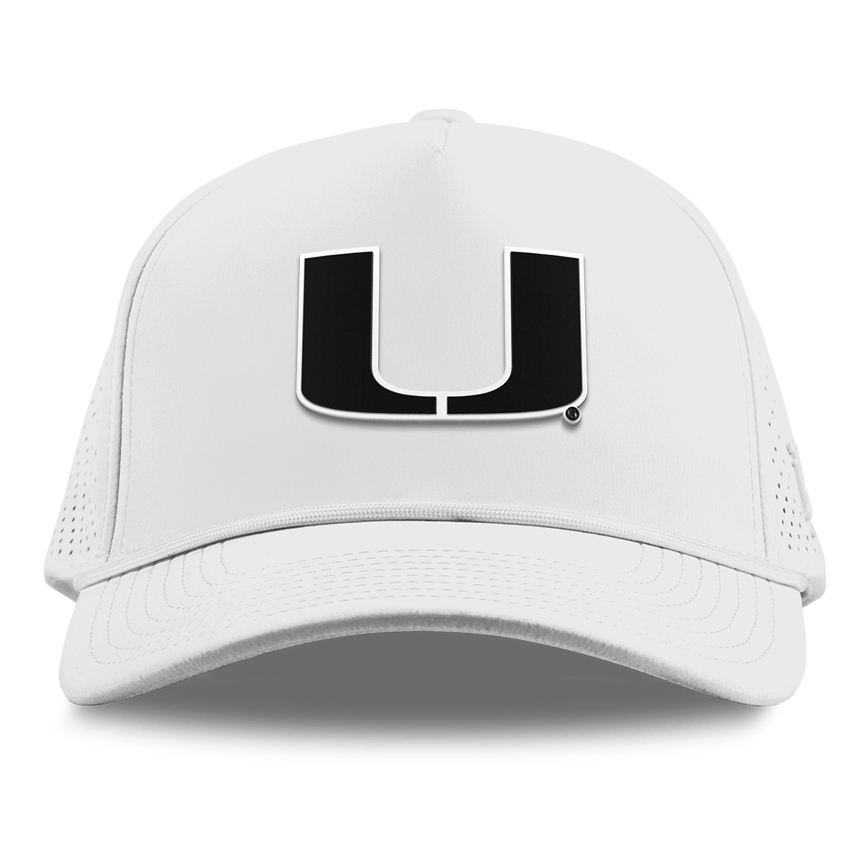 University of Miami "Vintage Miami Team Logo" Curved Elite XGen™ 5 Panel Rope White