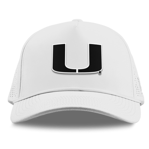 University of Miami "Vintage Miami Team Logo" Curved Elite XGen™ 5 Panel Rope White