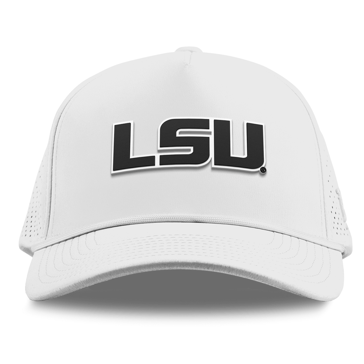 Louisiana State University "Vintage LSU Block" Curved Elite XGen™ 5 Panel Rope White
