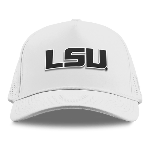 Louisiana State University "Vintage LSU Block" Curved Elite XGen™ 5 Panel Rope White