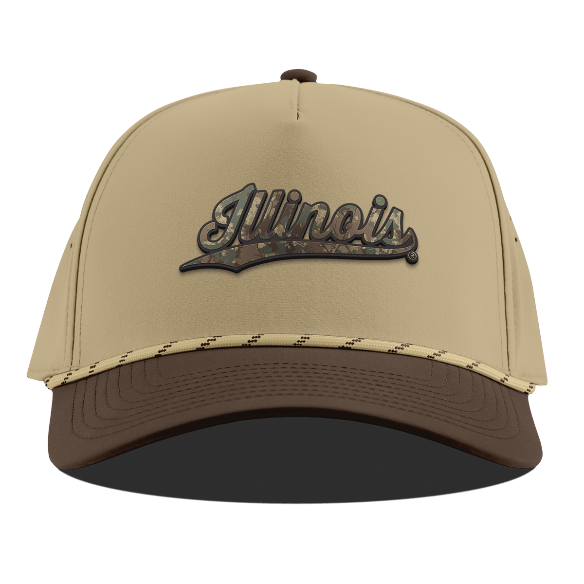 University of Illinois "Illinois Timber Camo Script" Curved 5 Panel Rope Desert/Brown