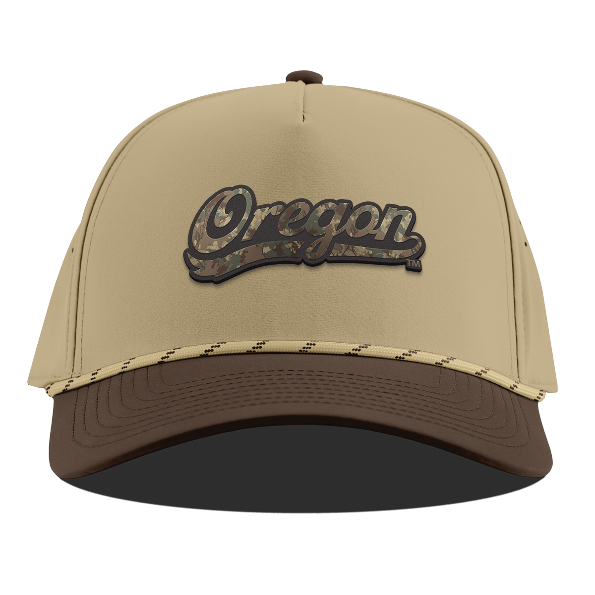 University of Oregon "Oregon Timber Camo Script" Curved 5 Panel Rope Desert/Brown