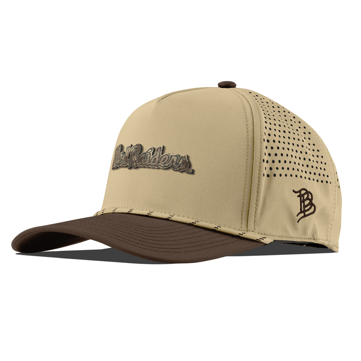 Texas Tech University "Red Raiders Timber Camo Script" Curved 5 Panel Rope Desert/Brown