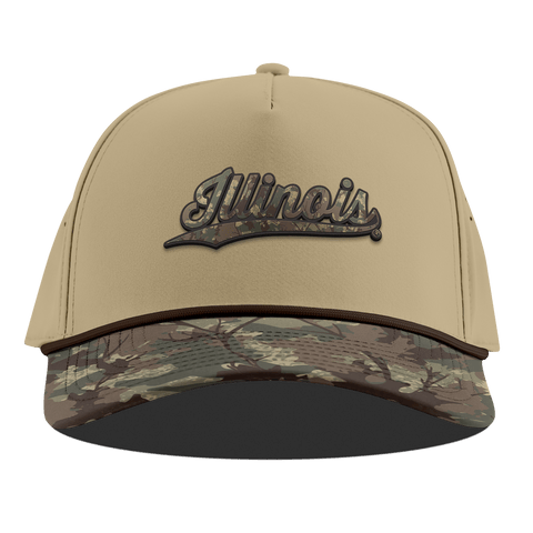 University of Illinois "Illinois Timber Camo Script" Curved 5 Panel Rope Desert/Timber Camo
