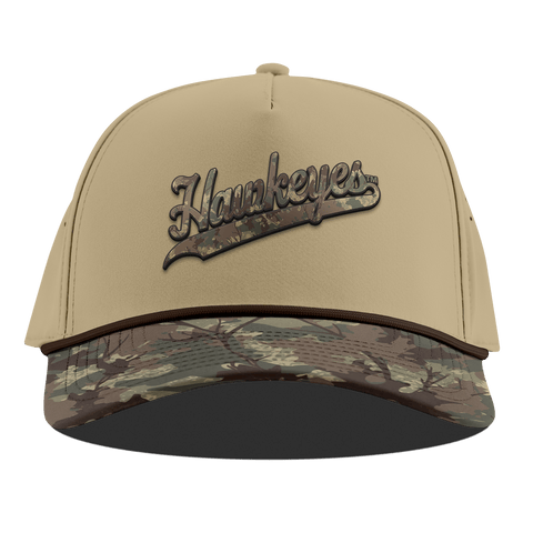 University of Iowa "Iowa Hawkeyes Timber Camo Script" Curved 5 Panel Rope Desert/Timber Camo