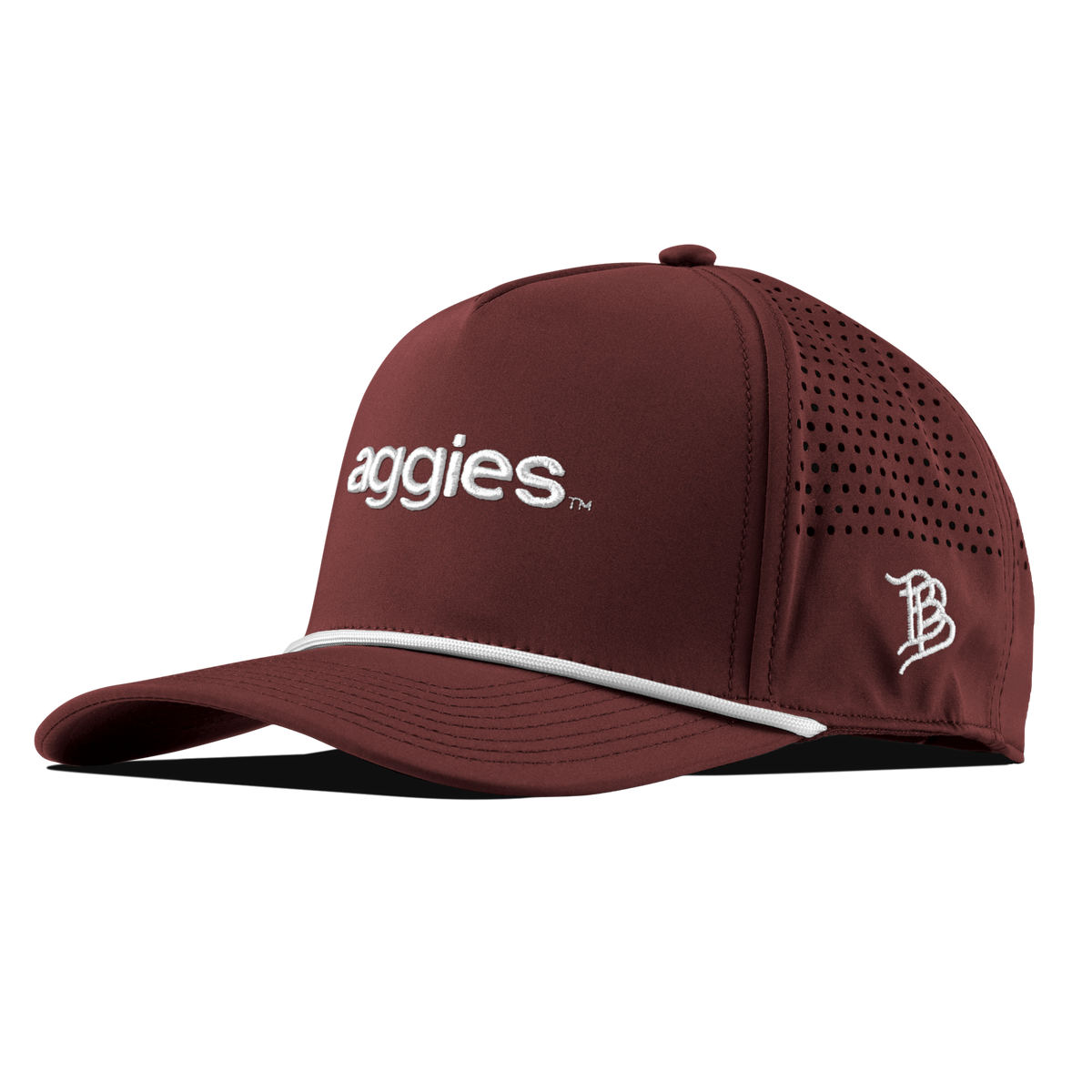 Texas A&M University "aggies." Curved 5 Panel Rope Maroon + White Rope