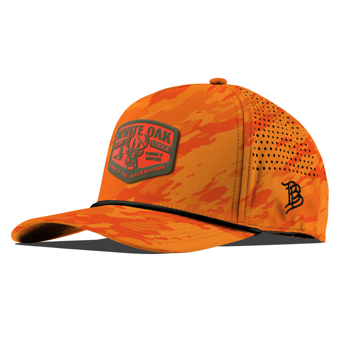 White Oak Curved 5 Panel Rope Blaze Orange Camo