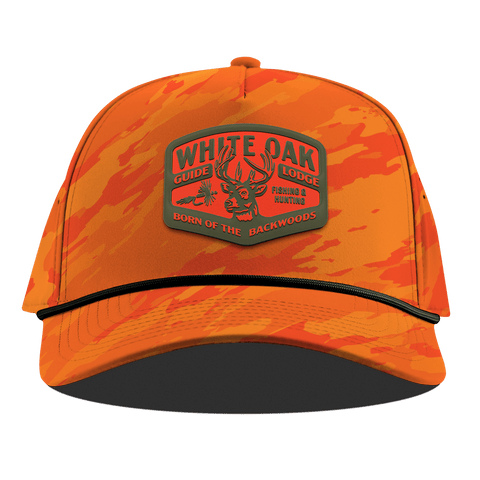 White Oak Curved 5 Panel Rope Blaze Orange Camo