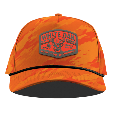 White Oak Curved 5 Panel Rope Blaze Orange Camo