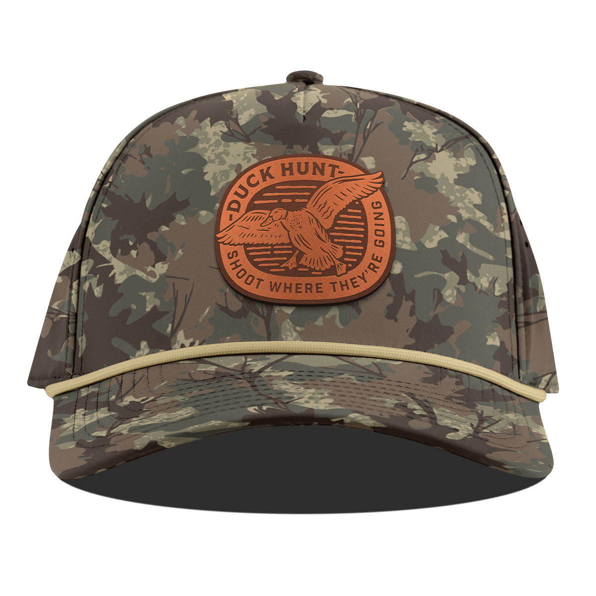 Duck Hunt Tan Curved 5 Panel Rope Timber Camo