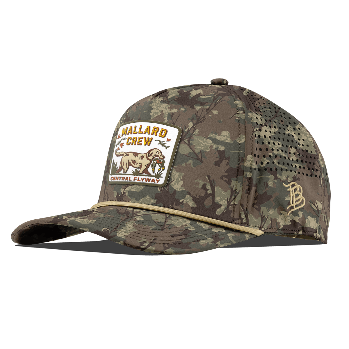 Mallard Crew Curved 5 Panel Rope Timber Camo