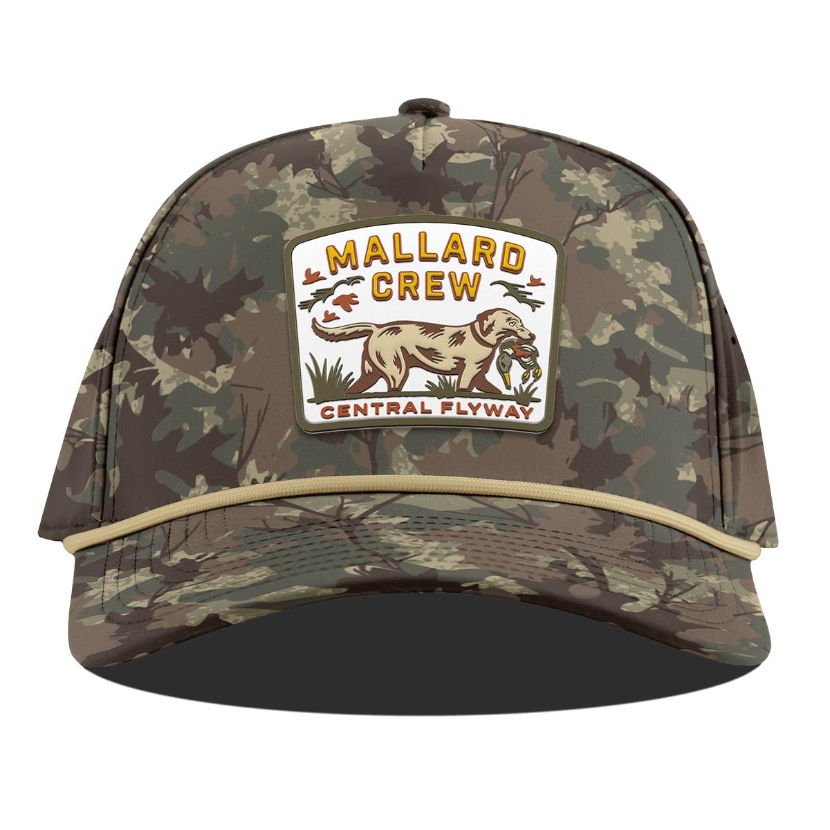 Mallard Crew Curved 5 Panel Rope Timber Camo