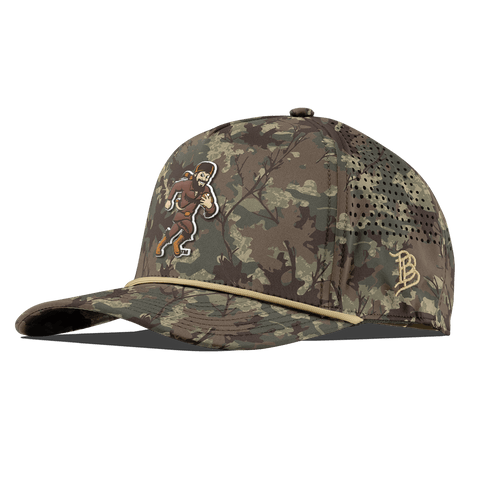 West Virginia University "WVU Mountaineer Football Logo" Curved 5 Panel Rope Timber Camo