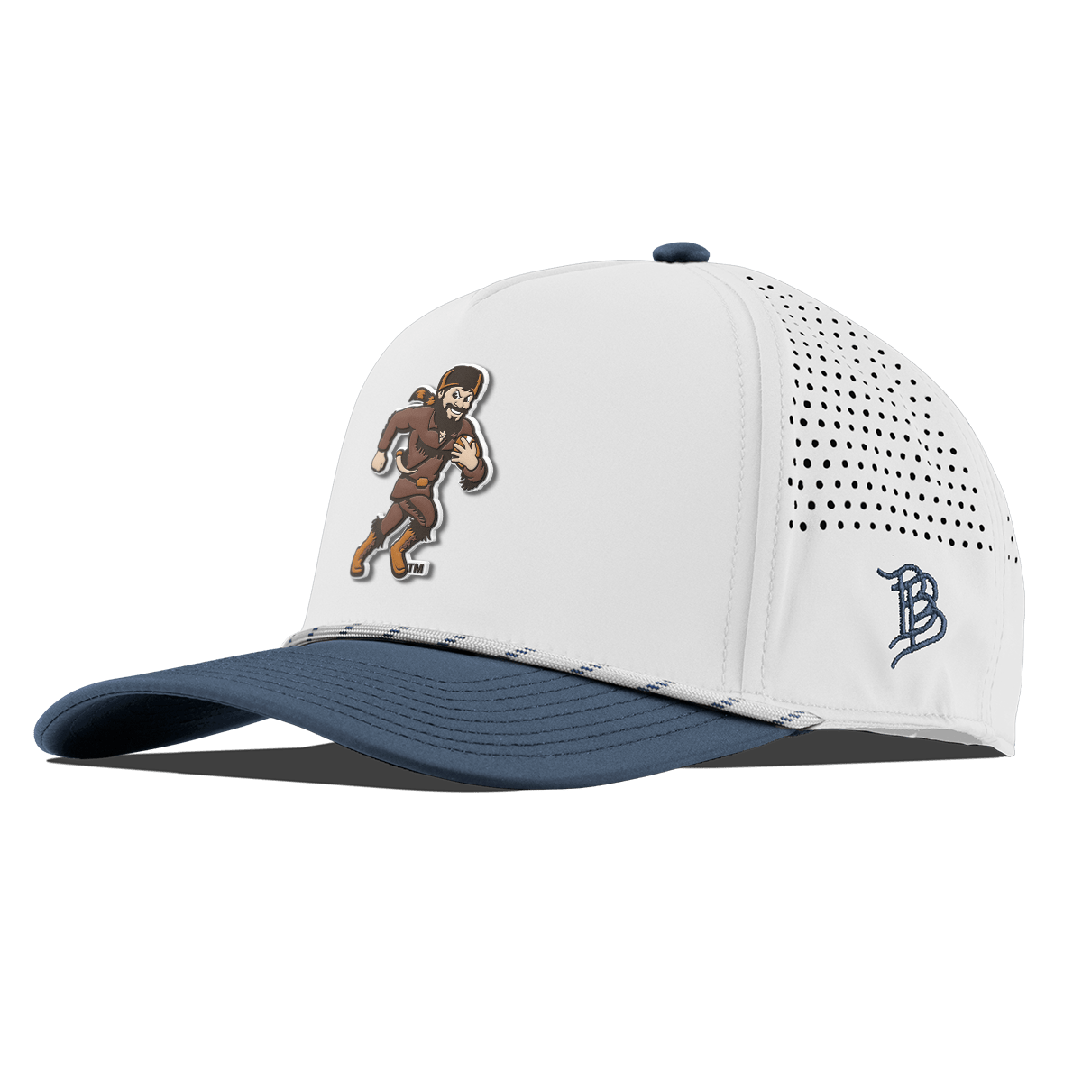 West Virginia University "WVU Mountaineer Football Logo" Curved 5 Panel Rope White/Orion
