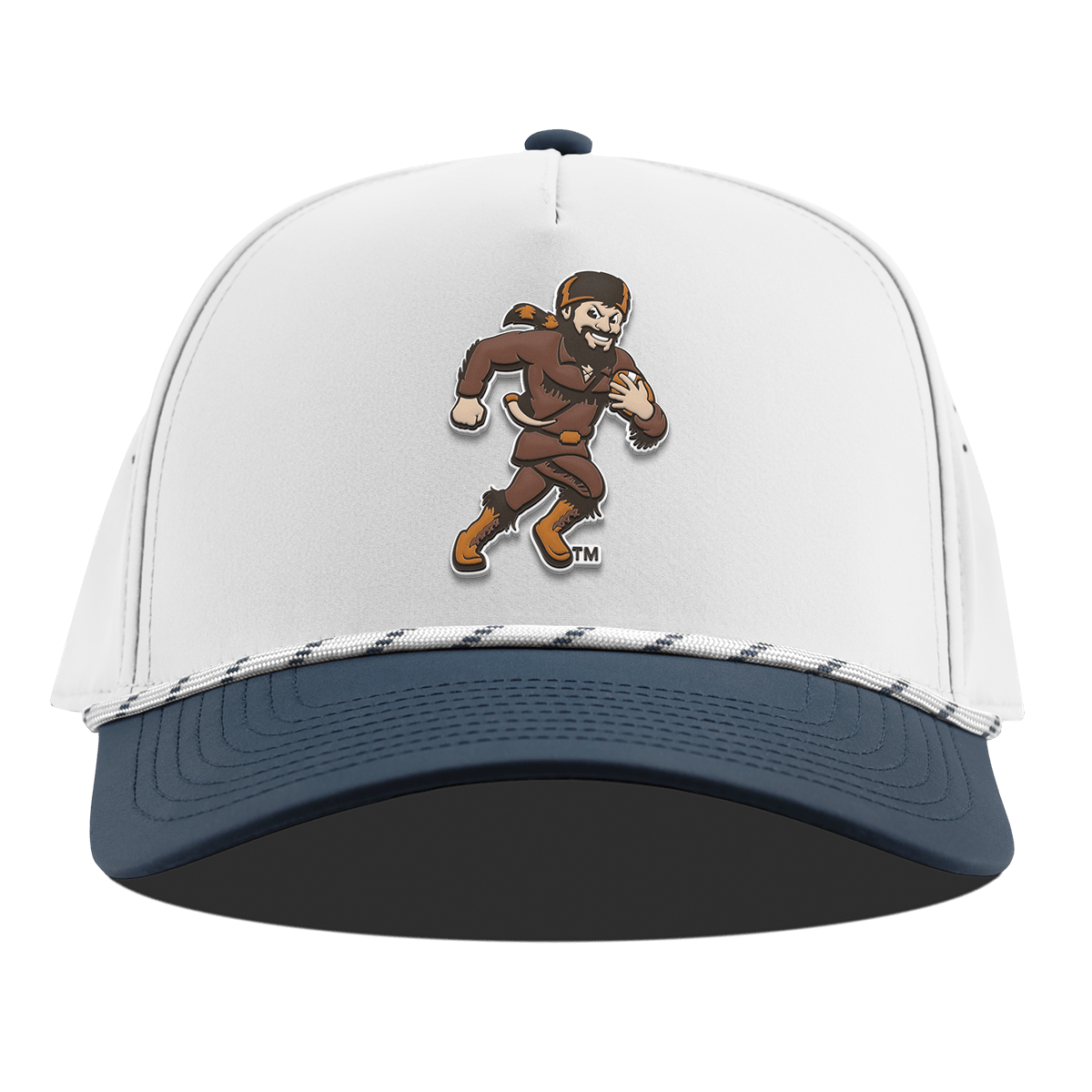 West Virginia University "WVU Mountaineer Football Logo" Curved 5 Panel Rope White/Orion
