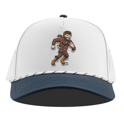 West Virginia University "WVU Mountaineer Football Logo" Curved 5 Panel Rope White/Orion