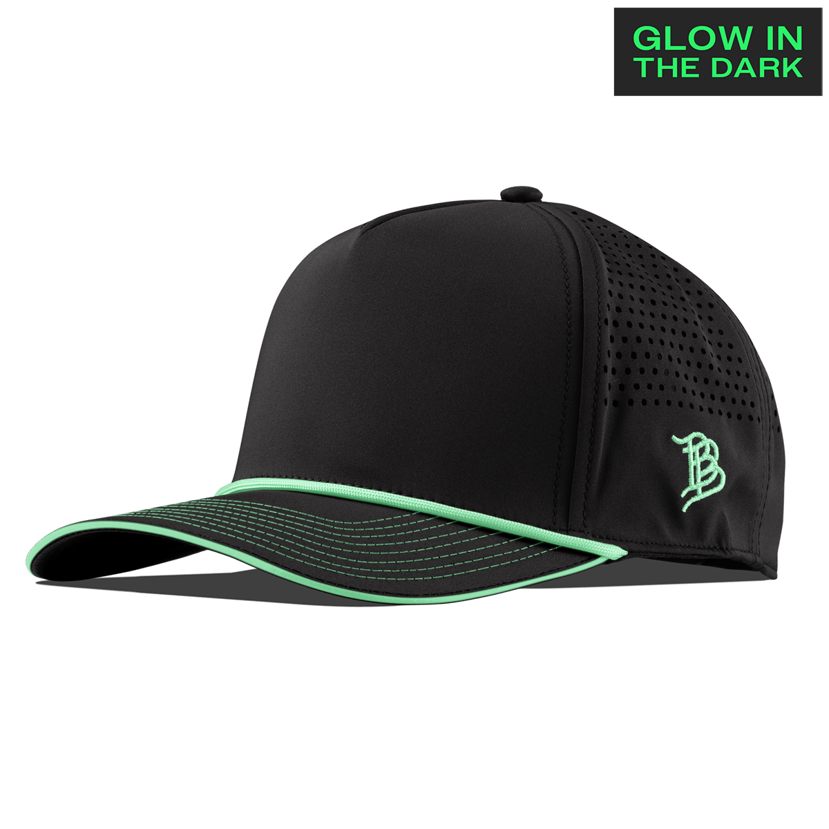 Bare Limited Edition Curved 5 Panel Rope Black + White Glow Rope