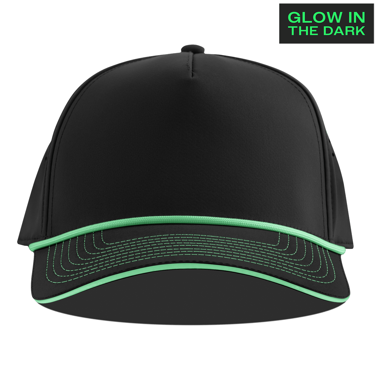 Bare Limited Edition Curved 5 Panel Rope Front Black + White Glow Rope