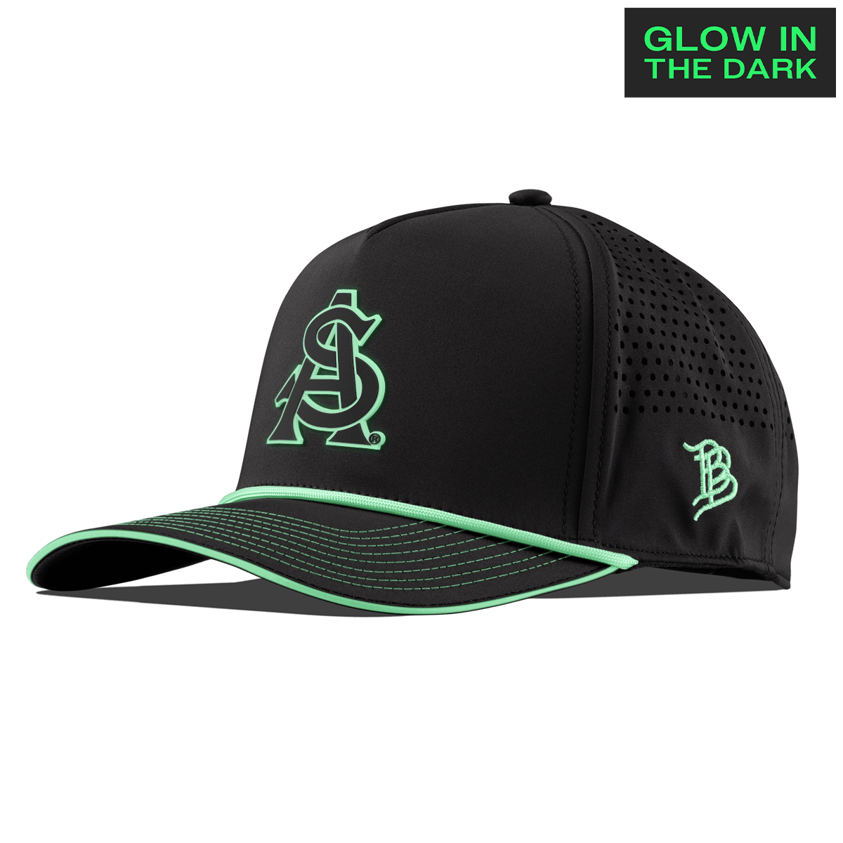 Arizona State University "ASU Glow Series" Limited Edition Glow Curved 5 Panel Rope Black + White Glow Rope