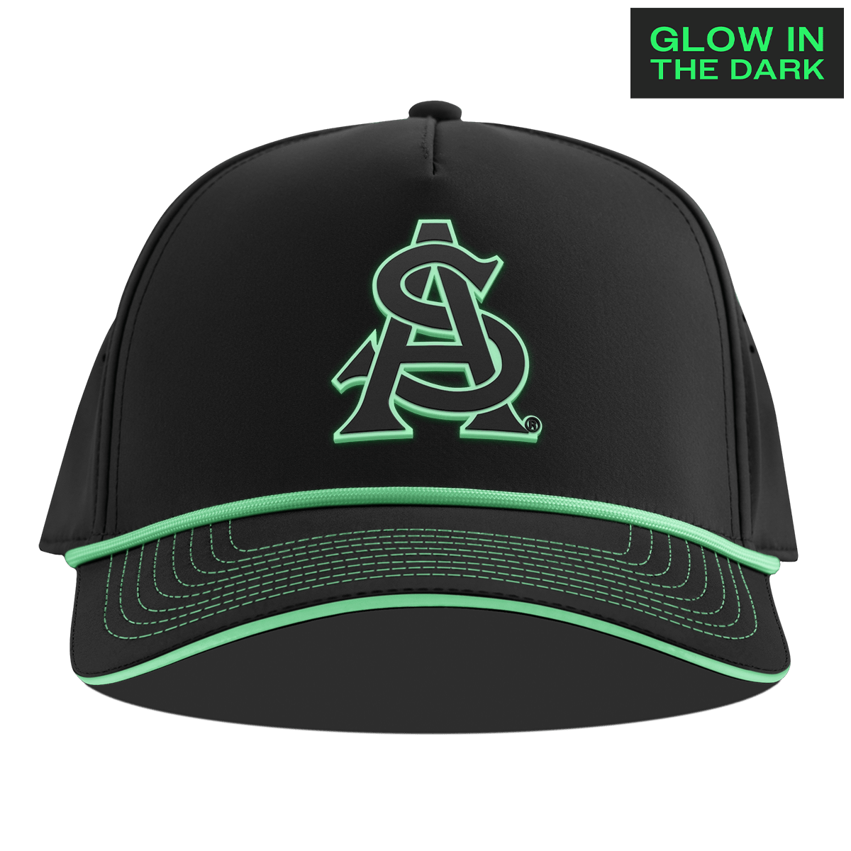 Arizona State University "ASU Glow Series" Limited Edition Glow Curved 5 Panel Rope Black + White Glow Rope