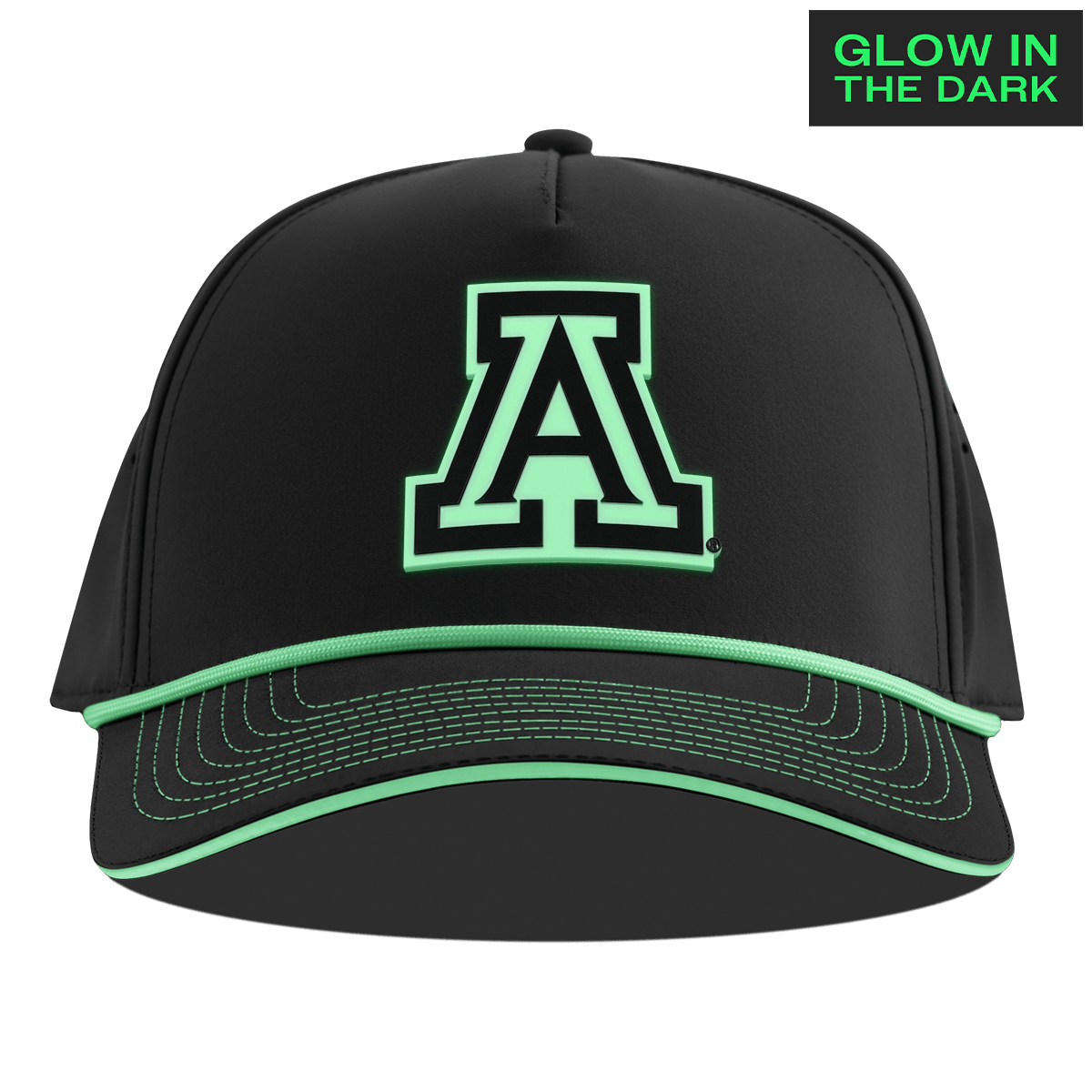 University of Arizona "Arizona Glow Series" Limited Edition Glow Curved 5 Panel Rope Black + White Glow Rope