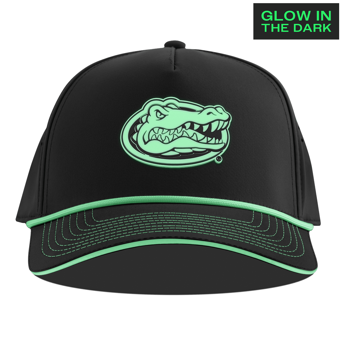 University of Florida "Florida Glow Series" Limited Edition Glow Curved 5 Panel Rope Black + White Glow Rope