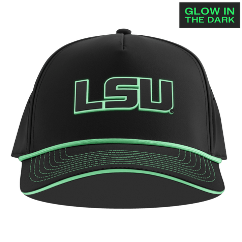Louisiana State University "LSU Glow Series" Limited Edition Glow Curved 5 Panel Rope Black + White Glow Rope