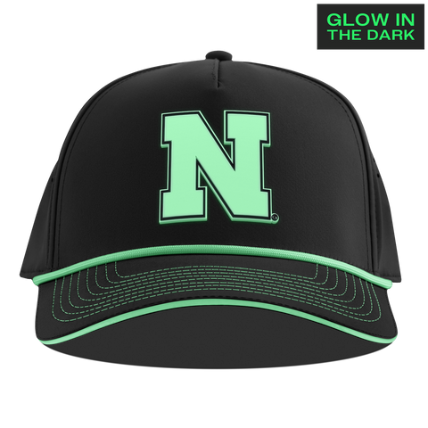 University of Nebraska "Nebraska Glow Series" Limited Edition Glow Curved 5 Panel Rope Black + White Glow Rope