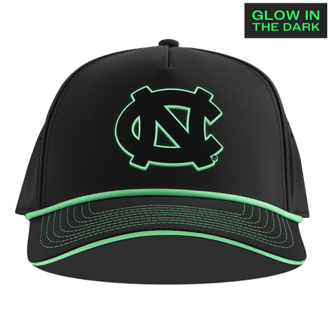 University of North Carolina "North Carolina Glow Series" Limited Edition Glow Curved 5 Panel Rope Black + White Glow Rope