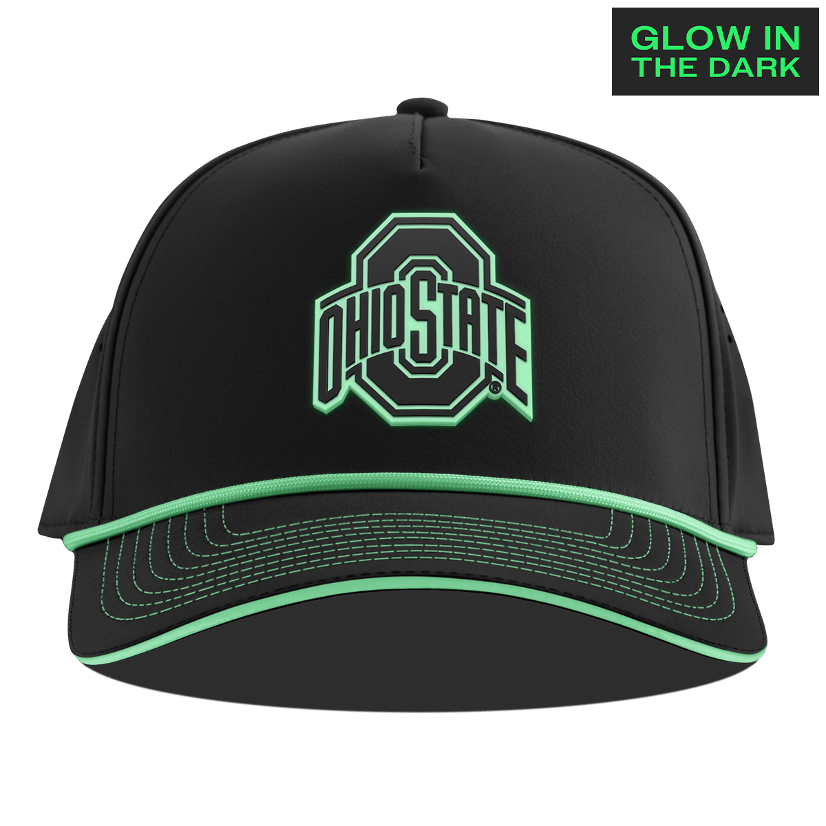 Ohio State University "Ohio State Glow Series" Limited Edition Glow Curved 5 Panel Rope Black + White Glow Rope
