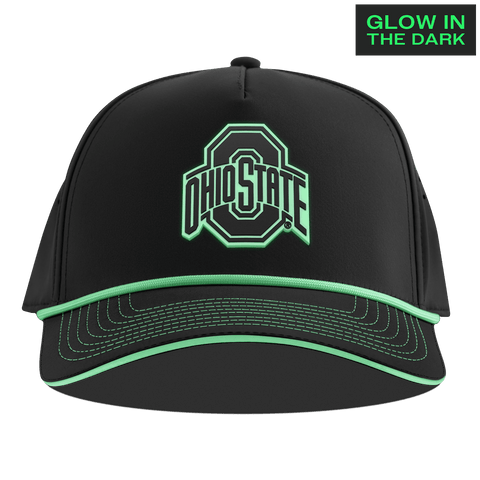 Ohio State University "Ohio State Glow Series" Limited Edition Glow Curved 5 Panel Rope Black + White Glow Rope