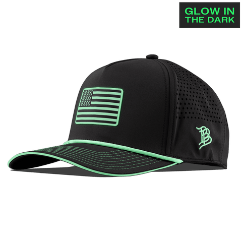 Old Glory Glow Limited Edition Curved 5 Panel Rope Black + White Glow Rope